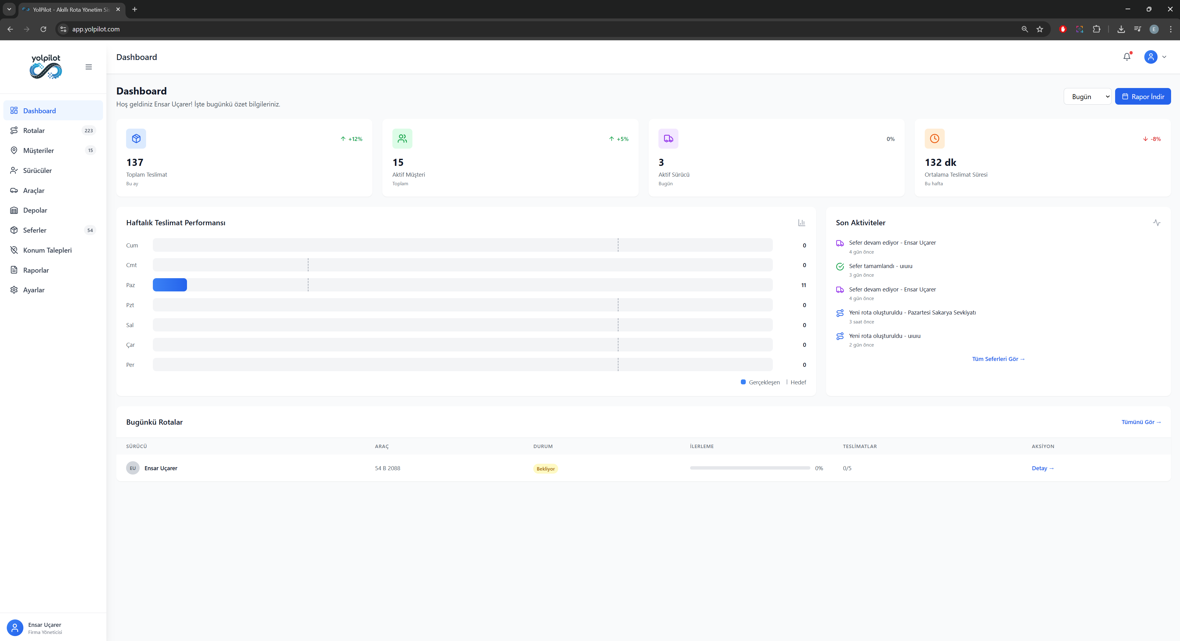YolPilot Web Panel